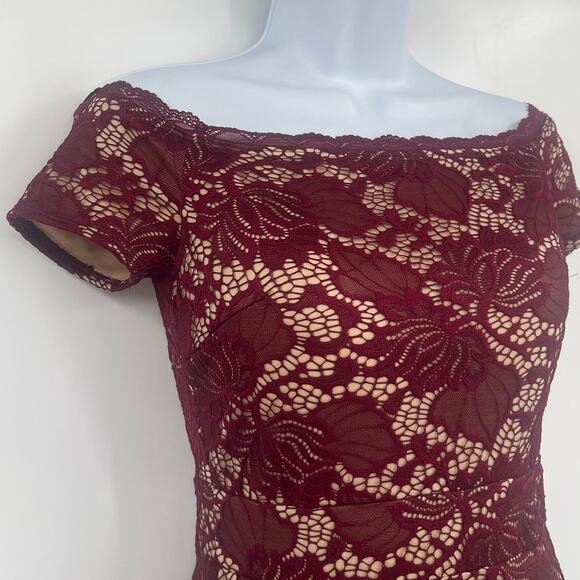 B Darlin Lace Skater Dress Sz 5/6 Holiday Wedding Off Shoulder Romantic Party - Picture 2 of 10